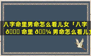 八字命里男命怎么看儿女「八字 🐛 命里 🐼 男命怎么看儿女好坏」